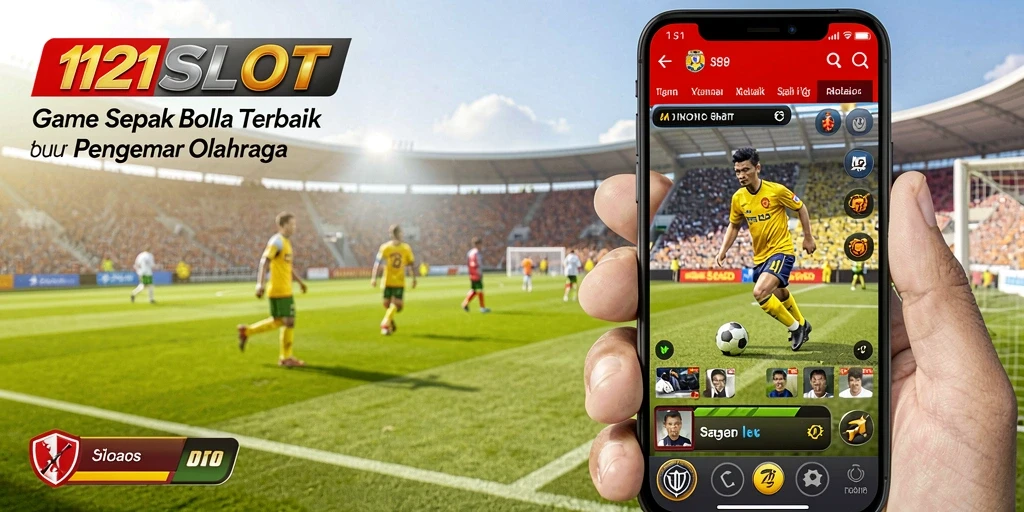 Tampilan gameplay menyenangkan di lapangan sepak bola.
