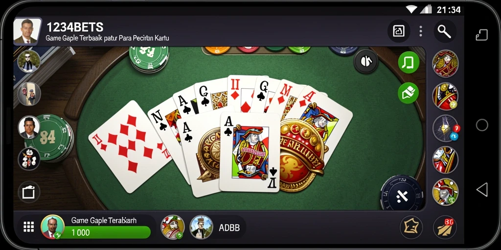Screenshot tampilan gameplay seru 1234BETS yang menunjukkan suasana Gaple.