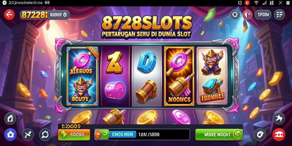 Tangkapan layar gameplay menunjukkan pertarungan epik dalam 8728SLOTS.
