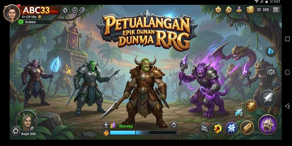 Tampilan gameplay ABC33 yang mengesankan dengan aksi petualangan RPG.