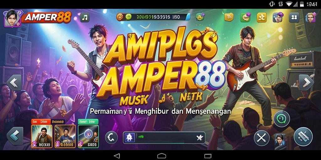 Screenshot AMPER88 menunjukkan pengguna sedang menikmati gameplay musik.
