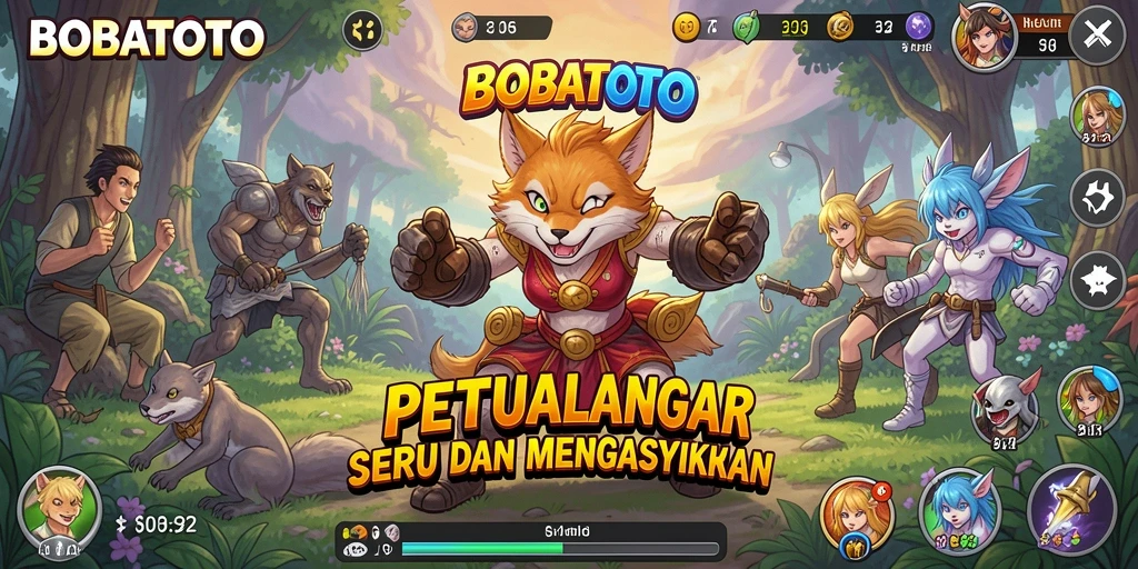 Screenshot dari gameplay BOBATOTO yang menampilkan karakter anime dalam aksi.