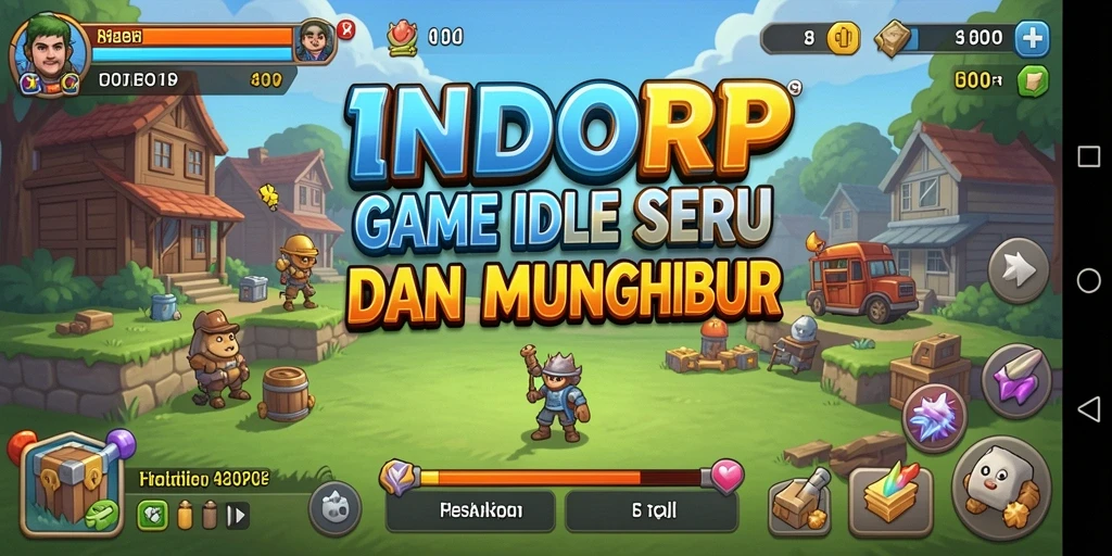 Screenshot gameplay INDORP menampilkan karakter sedang mengumpulkan sumber daya.