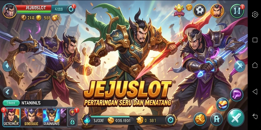 Tampilan seru pertarungan karakter dalam JEJUSLOT.