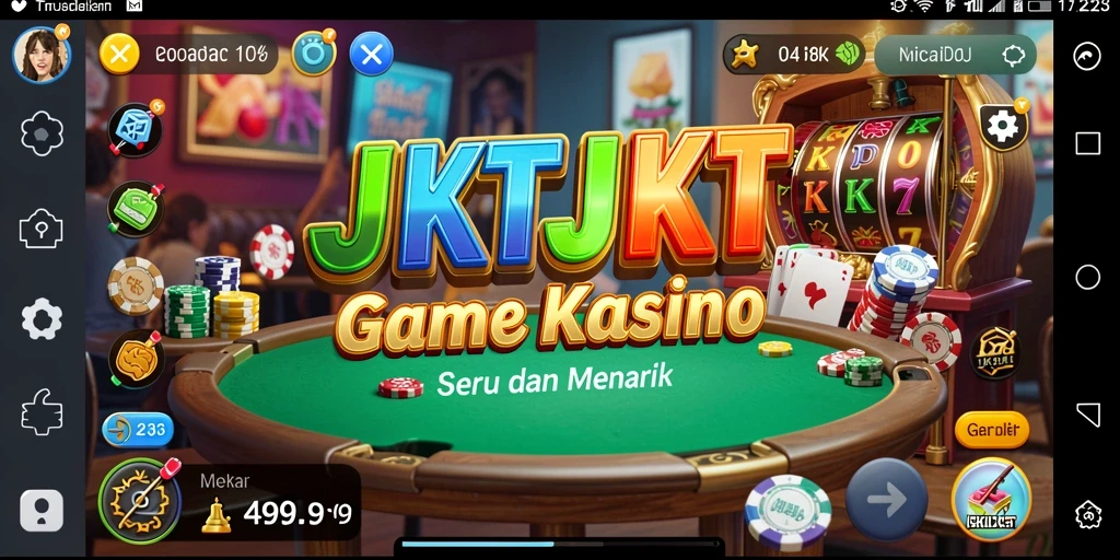 Tampilan menarik dari gameplay kasino di aplikasi JKTJKT.