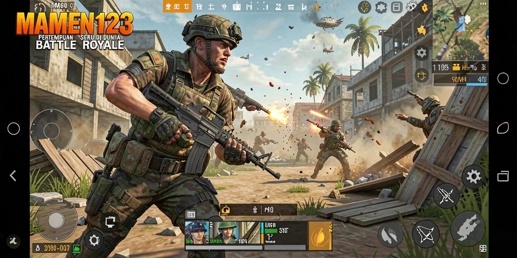 Tampilan gameplay MAMEN123 yang mendebarkan dalam adegan pertempuran.