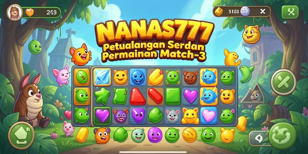 Screenshot NANAS777 menampilkan aksi seru gameplay Match-3.