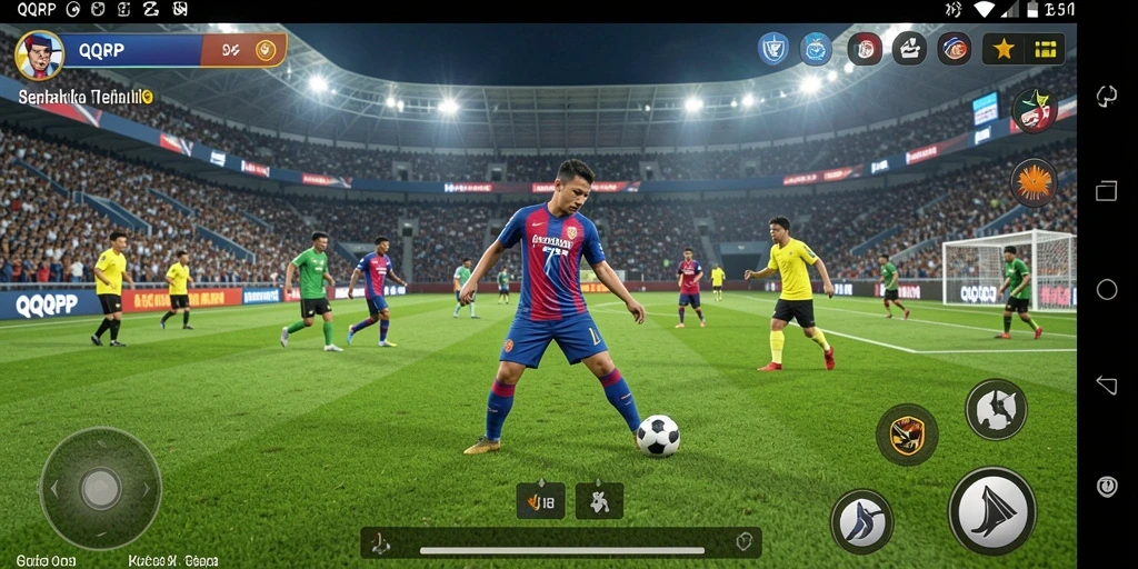 Tampilan gameplay yang mendebarkan di lapangan sepak bola.
