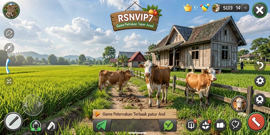 Screenshot gameplay RSNVIP7 menunjukkan aktivitas bertani yang seru dan interaktif.