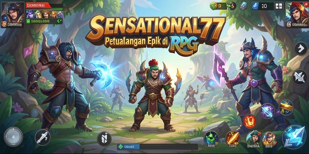 Screenshot gameplay SENSATIONAL77 menampilkan aksi pertempuran yang intens.